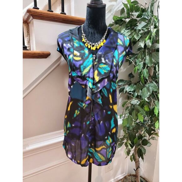 Alfani Women Multicolor 100% Polyester Sleeveless V-Neck Ruffle Blouse Size 20W - Picture 1 of 10